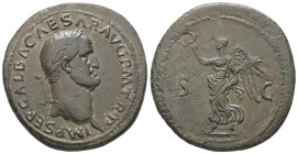 Galba, AD 68-69. AE, Sestertius. 24.50 g. 36.43 mm. Rome.
Obv: IMP SER GALBA CAESAR AVG P M TR P. Head of Galba, laureate, right.
Rev: S C. Victory ad...