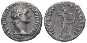 Domitian, AD 81-96. AR, Denarius. 2.90 g. 18.68 mm. Rome.
Obv: IMP CAES DOMIT AVG GERM P M TR P XII. Head of Domitian, laureate, right.
Rev: IMP XXII ...