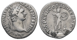 Domitian, AD. 81-96. AR Denarius. 3.35 g. 18.38 mm. Rome, struck 95 AD.
Obv: IMP CAES DOMIT AVG GERM P M TR P XIIII. Head of Domitian, laureate, right...
