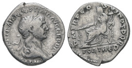 Trajan, AD. 98-117. AR Denarius. 3.14 g. 18.62 mm. Rome, struck 114 AD.
Obv: IMP CAES NER TRAIANO OPTIMO AVG GER DAC. Bust of Trajan, laureate, draped...