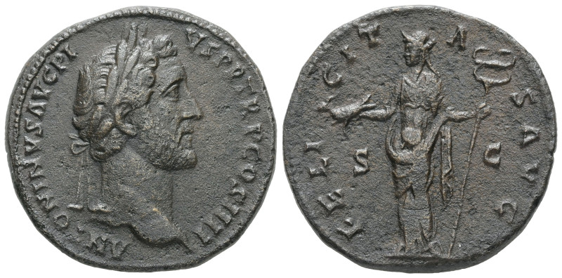 Antoninus Pius, AD 138-161. AE, Sestertius. 19.48 g. 31.69 mm. Rome.
Obv: ANTONI...