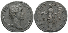 Antoninus Pius, AD 138-161. AE, Sestertius. 19.48 g. 31.69 mm. Rome.
Obv: ANTONINVS AVG PIVS P P TR P COS IIII. Head of Antoninus Pius, laureate, righ...