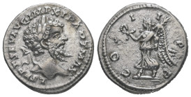 Septimius Severus, AD. 193-211. AR Denarius. 3.22 g. 18.82 mm. Laodicea ad Mare (Latakia).
Obv: L SEPT SEV AVG IMP XI PART MAX. Head of Septimius Seve...