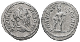 Septimius Severus, AD 193-211. AR, Denarius. 2.51 g. 19.43 mm. Rome.
Obv: SEVERVS PIVS AVG. Head of Septimius Severus, laureate, right.
Rev: P M TR P ...