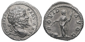 Septimius Severus, 193-211 AD. AR, Denarius. 3.06 g. 18.93 mm. Rome.
Obv: SEVERVS AVG PART MAX. Head of Septimius Severus, laureate, right
Rev: PROVID...