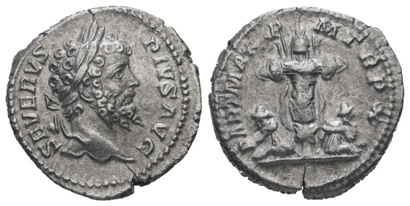 Septimius Severus, AD 193-211. AR, Denarius. 3.12 g. 19.13 mm. Rome.
Obv: SEVERV...