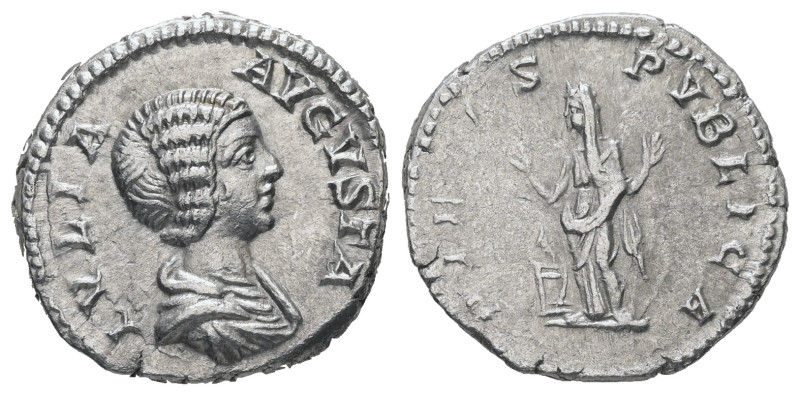 Julia Domna, AD 193-217. AR, Denarius. 3.21 g. 18.75 mm. Rome.
Obv: IVLIA AVGVST...