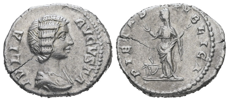 Julia Domna, AD 193-217. AR, Denarius. 3.11 g. 19.06 mm. Rome.
Obv: IVLIA AVGVST...