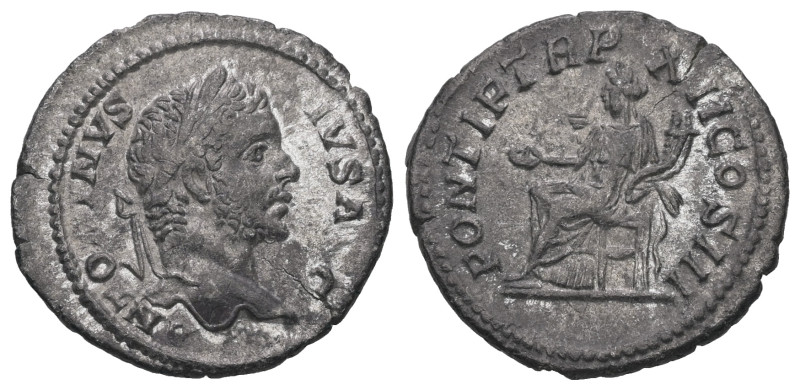 Caracalla, AD 198-217. AR, Denarius. 1.88 g. 19.99 mm. Rome.
Obv: ANTONINVS PIVS...