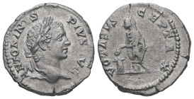 Caracalla, AD 198-217. AR, Denarius. 2.69 g. 19.17 mm. Rome.
Obv: ANTONINVS PIVS AVG. Bust of Caracalla, laureate, draped, right.
Rev: VOTA SVSCEPTA X...