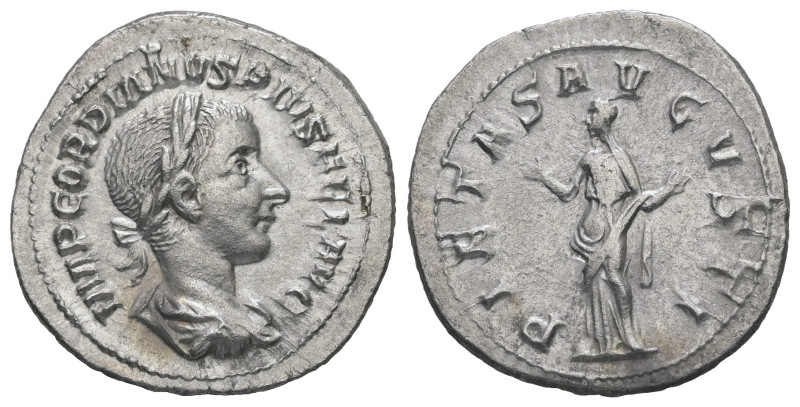 Gordian III, AD 238-244. AR, Denarius. 2.90 g. 21.05 mm. Rome.
Obv: IMP GORDIANV...