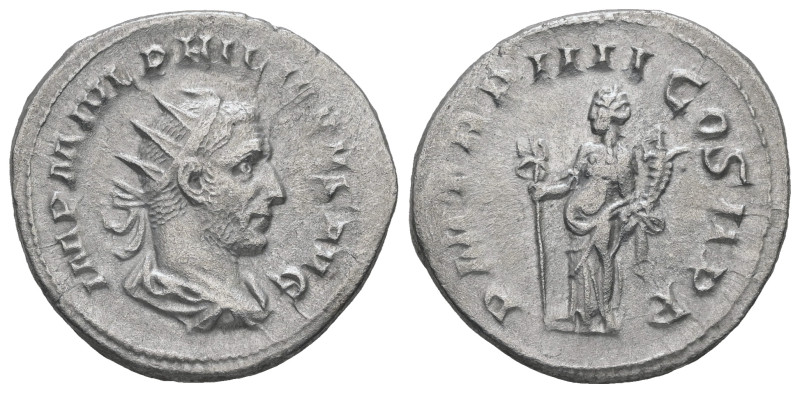 Philip I, AD 244-249. AR, Antoninianus. 3.85 g. 22.41 mm. Rome.
Obv: IMP M IVL P...