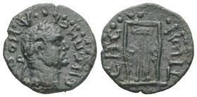 Thrace, Sestus. Vespasian, AD 69-79. AE. 2.51 g. 18.30 mm.
Obv: ΒΗϹΠΑϹΙΑΝΟϹ ΚΑΙ. Laureate head of Vespasian, right.
Rev: ϹΗϹΤΙΩΝ. Lyre
Ref: RPC 358; S...