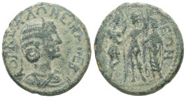 Bithynia, Nicaea. Salonina, Augusta, AD 254-268. AE. 10.28 g. 26.14 mm.
Obv: ΚΟΡΝ ϹΑΛΩΝΕΙΝΑ ϹΕΒ. Diademed and draped bust of Salonina, right.
Rev: ΝΙΚ...