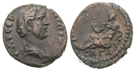 Bithynia, Juliopolis. Antoninus Pius, AD 138-161. AE. 3.28 g. 17.75 mm.
Obv: ΑΝΤΩΝ ΚΑΙϹΑΡ ϹΕΒ. Bare-headed bust of Antoninus Pius wearing paludamentum...