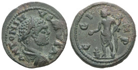 Mysia, Parium. Caracalla, AD.198-217. AE. 7.18 g. 23.33 mm.
Obv: ANTONINVS PIVS A. Laureate, draped and cuirassed bust of Caracalla, right.
Rev: C G I...