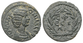 Ionia, Ephesus. Julia Domna, AD 193-217. AE. 4.18 g. 19.98 mm.
Obv: ΙΟΥΛΙΑ ΔΟΜΝΑ ϹΕΒ. Draped bust of Julia Domna, right.
Rev: ΕΦΕϹΙΩΝ; inscription wit...