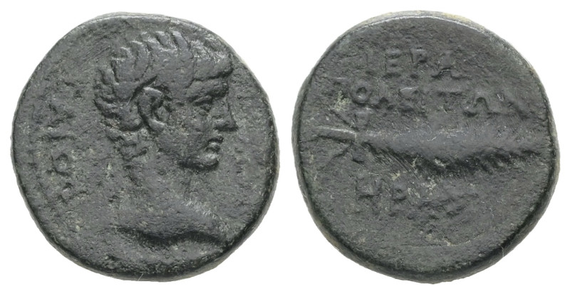 Phrygia, Hierapolis. Gaius Caesar, 20 BC-AD 4. AE. 2.89 g. 14.57 mm. Heras, son ...