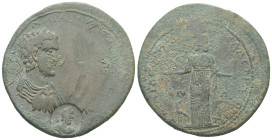Caria, Stratonicaea. Caracalla, with Geta as Caesar, AD 198-217. AE. 24.69 g. 38.88 mm. Uncertain magistrate name.
Obv: [ΑΥ ΚΑΙ] ΜΑΡ ΑΥ [ΑΝΤΩΝ].Laurea...