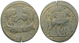 Caria, Stratonicaea. Septimius Severus with Julia Domna, AD 193-211. AE. 24.72 g. 39.95 mm. Leon, son of Alcaios prytanis.
Obv: ΑΥ ΚΑΙϹ ϹΕΥΗΡΟϹ ΙΟΥΛΙ...