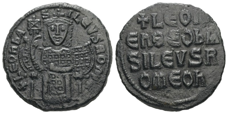Leo VI the Wise, AD. 886-912. AE Follis. 6.64 g. - 25.43 mm. Constantinople.
Ob...