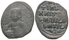 Anonymous Follis, Class A2. Basil II and Constantine VIII, AD 976-1025. AE, Follis. 10.02 g. 30.83 mm. Constantinople.
Obv: +ЄMMA- NOЧHΛ / IC-XC. Nimb...