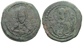 Anonymous Follis, Class G. Romanus IV, AD 1068-1071. 11.71 g. 29.34 mm. Constantinople.
Obv: IC XC to left and right of bust of Christ, nimbate, facin...