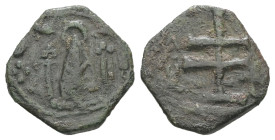 Alexius I Comnenus (?), AD 1081-1118. AE, Tetarteron. 0.90 g. 13.50 mm. Uncertain mint.
Obv: Frontal bust of Alexios I Komnenos wearing stemma, diviti...