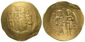 Isaac II Angelus, AD 1185-1195. AV, Hyperpyron. 4.31 g. 27.35 mm. Constantinople.
Obv: MP ΘV to left and right of Virgin Mary. Nimbate, seated facing,...