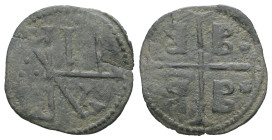 Palaeologan Dynasty. Rhodes Under Byzantine Rule (?) ca. 15th century. AE, 0.64 g. 17.43 mm. 
Obv: ΛΓ ΠA in two lines. Palaeologan monogram.
Rev: Pala...