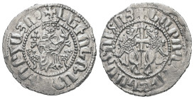 Armania. Levon I, AD 1198-1219. AR, Tram. 2.83 g. 23.54 mm.
Obv: ԼԵԻՈՆ ԹԱԳԱԻՈՐ ՀԱՅՈՑ. (Translation: Levon King of the Armenians). King seated on thron...