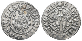 Armania. Levon I, AD 1198-1219. AR, Tram. 2.80 g. 23.19 mm.
Obv: ԼԵԻՈՆ ԹԱԳԱԻՈՐ ՀԱՅՈՑ. (Translation: Levon King of the Armenians). King seated on thron...