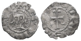 Armenia. HETOUM II, AD 1289-1296/1301-1305. AR, Denier. 0.51 g. 13.97 mm. 
Obv: Crowned facing bust.
Rev: Lang cross with two bars; moon in second qua...