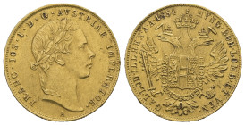 Austria. Habsburg. Franz Josef I, AD 1848-1916. AV, Dukat. 2.86 g 20.05 mm.
Obv: FRANC IOS I D G AVSTRIAE IMPERATOR A. Bust of Franz Josef I.
Rev: HVN...