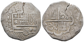 Spain. AR, 4 Reales. 13.76 g. 29.88 mm.
Obv: Crowned arms.
Rev: Cross with castles and lions in angles, in octolobe. Legend with date around.
Very Fin...
