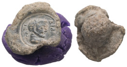 PB Roman provincial conical seal of Elpidianos (3rd – 4th century AD)
Obv: Bearded male bust to right; inscription at left and right: ΕΛΠΙΔΙΑΝ; all w...