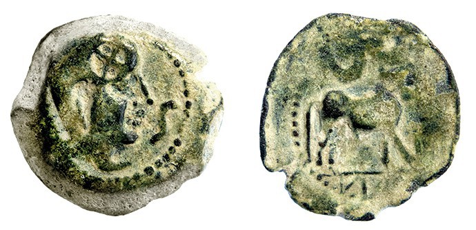 CASTULO. Similar a la anterior, punzón circular con X en el anv. AE 11,87 g. CNH...