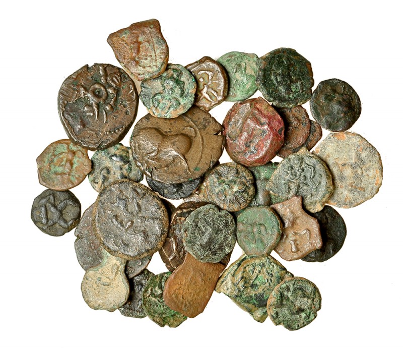 33 monedas de Ebusus: octavos (29) y cuartos (9). S. III-II a.C.). De RC a MBC-....