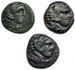 3 monedas de AE. Alejandro III (325-310 a.C). Acuñación posterior. PRC-386. MBC.