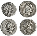 4 denarios: Antestia (SB-9), Satriena (SB-1), Julia (SB-5b) y Papiria (SB-6). MBC-.