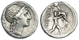 HERENNIA. Denario. Sur de Italia (108-107 a.C.). Letra en rev. FFC-745. SB-1a. MBC.