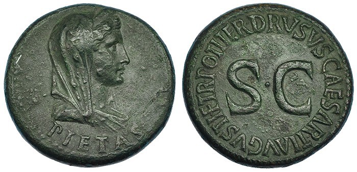 LIVIA, esposa de Augusto. Dupondio. Roma (22-23 d.C.). A/ Busto velado, drapeado...
