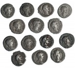 14 denarios de Vespasiano a Septimio Severo. Cuatro emperadores y 1 augusta diferentes. Calidad media. MBC-.