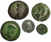 5 monedas: denario, dupondio, as (2) y cuadrante. BC a MBC.