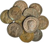 12 monedas: Diocleciano (4), Maximiano (4), Maximino, Majencio (2), Galeria Valeria. MBC+/EBC-.