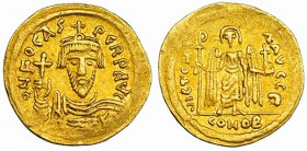 FOCAS. Sólido. Constantinopla (602-610); E. SBB-620. Grafito en el rev. MBC.
