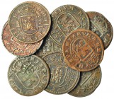 9 monedas de 8 maravedís: 1605, 1606, 1607, 1612 (2), 1617 (3) y 1620. Calidad media MBC.