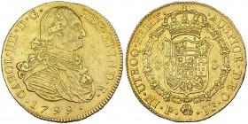 8 escudos. 1799. Popayán. JF. VI-1379. R.B.O. MBC+/EBC-.