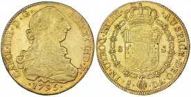 8 escudos. 1795. Santiago. DA. VI-1419. R.B.O. MBC/MBC+.