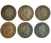 6 monedas de 4 maravedís. Segovia. 1827, 1828, 1829, 183O, 1831 y 1833. MBC-/MBC+.